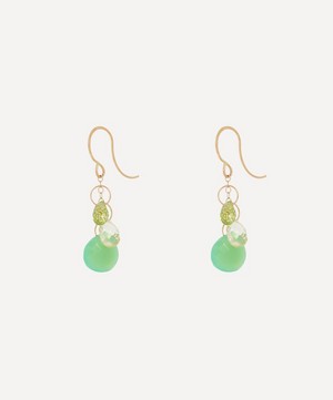 Melissa Joy Manning - 14ct Gold Triple Green Mix Drop Earrings image number 2
