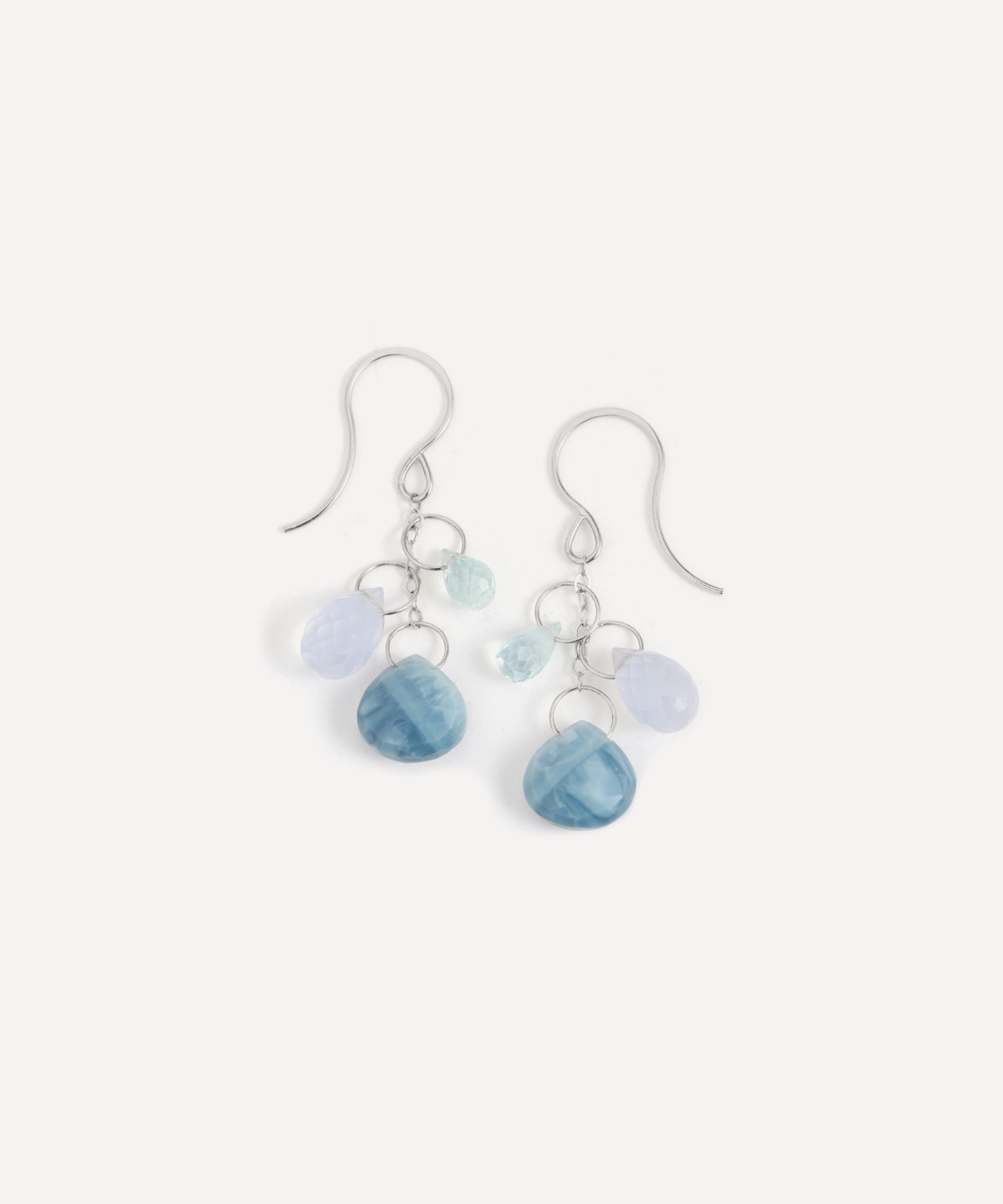 Melissa Joy Manning - Sterling Silver Triple Blue Mix Drop Earrings image number 0