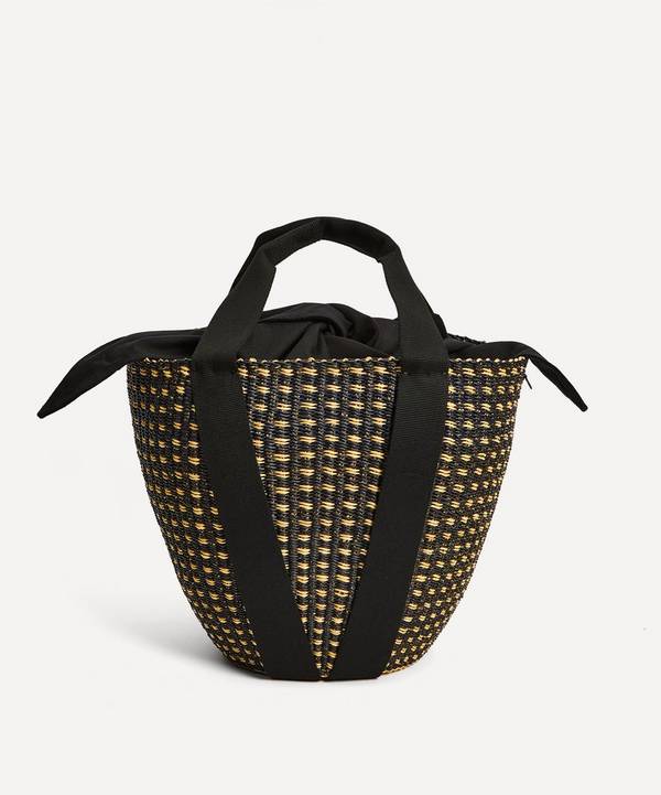 Muuñ - Kaia Dot Woven Straw and Cotton Basket Tote Bag