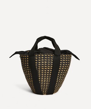 Muuñ - Kaia Dot Woven Straw and Cotton Basket Tote Bag image number 2