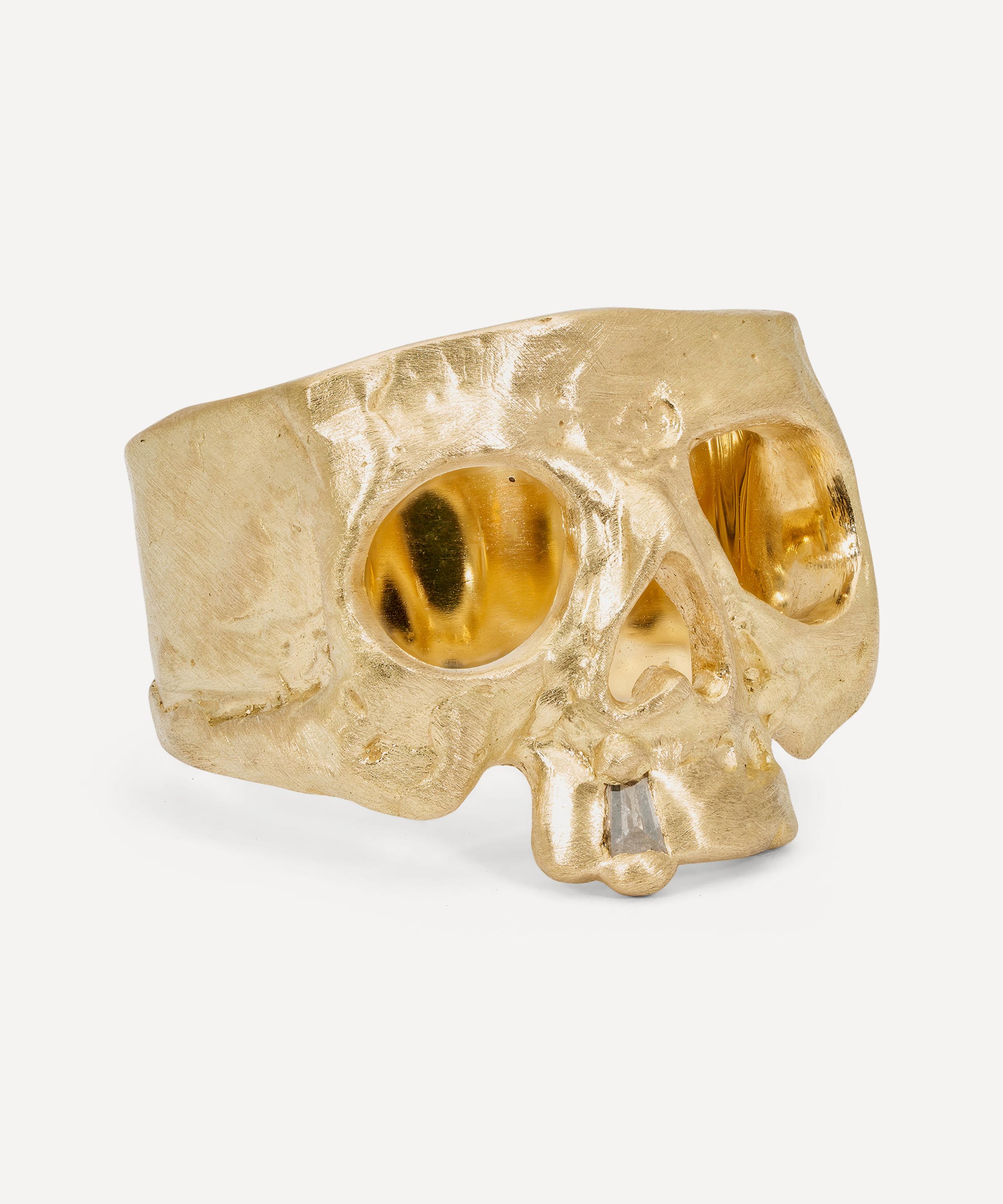 Polly Wales - 18ct Gold Snaggletooth Skull Ring image number 2