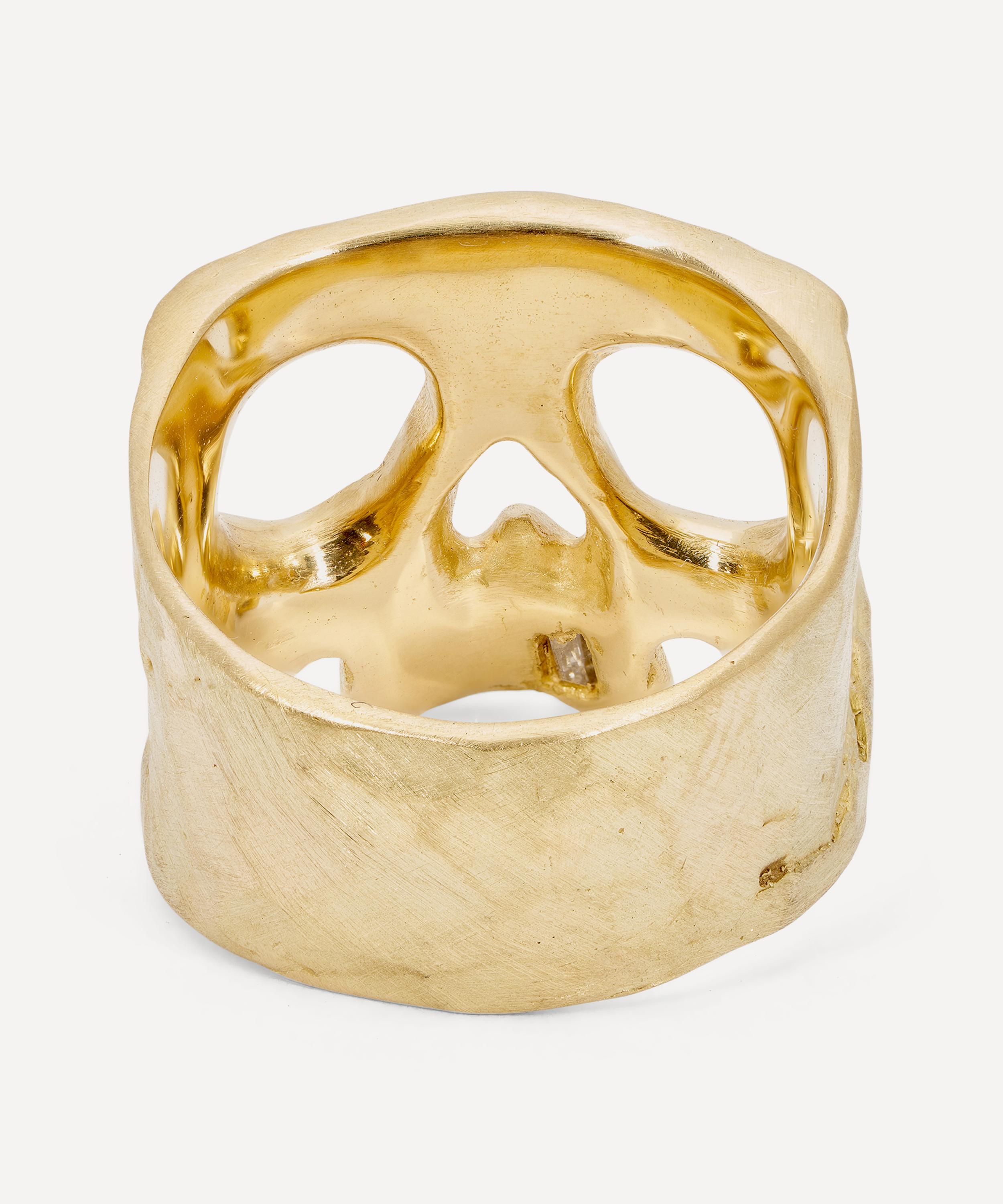 Polly Wales - 18ct Gold Snaggletooth Skull Ring image number 3