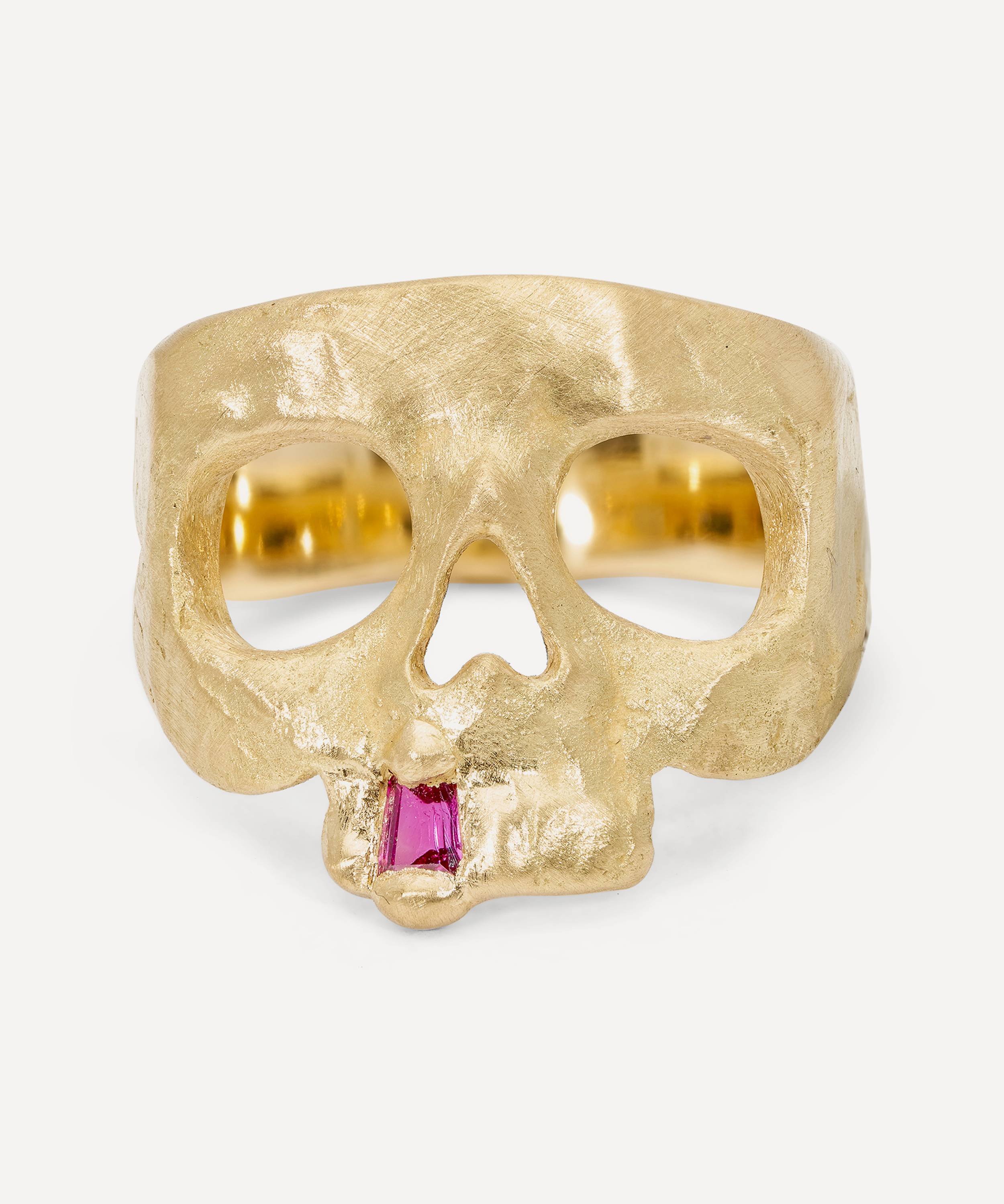 Polly Wales 18ct Gold Snaggletooth Skull Pinky Ring | Liberty
