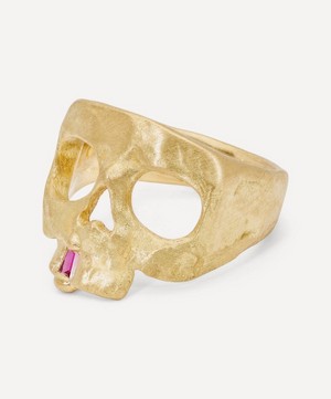 Polly Wales - 18ct Gold Snaggletooth Skull Pinky Ring image number 1