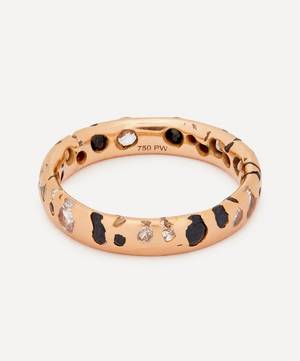 18ct Rose Gold Black and White Sapphire Confetti Ring