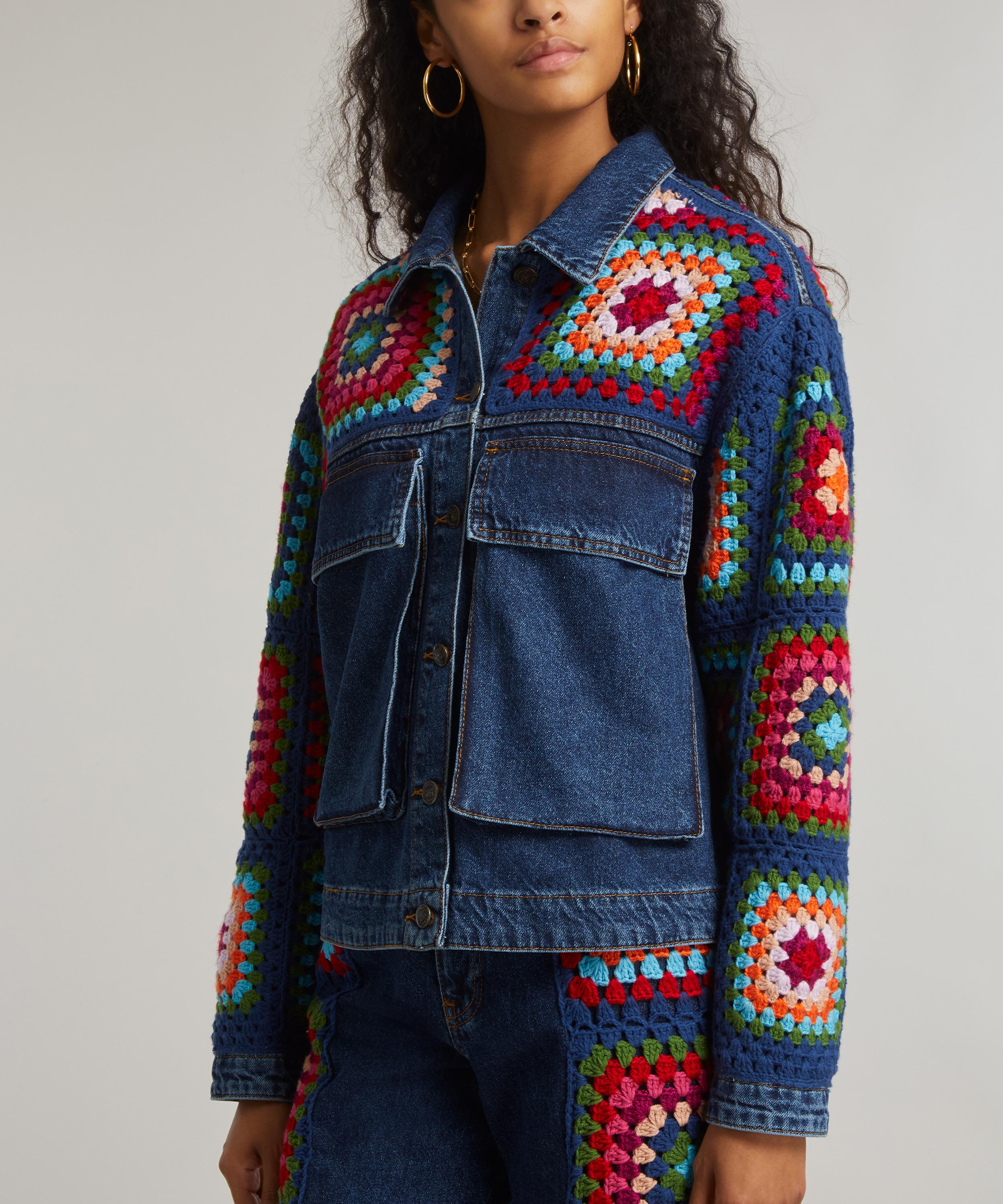 Crochet shop denim jacket