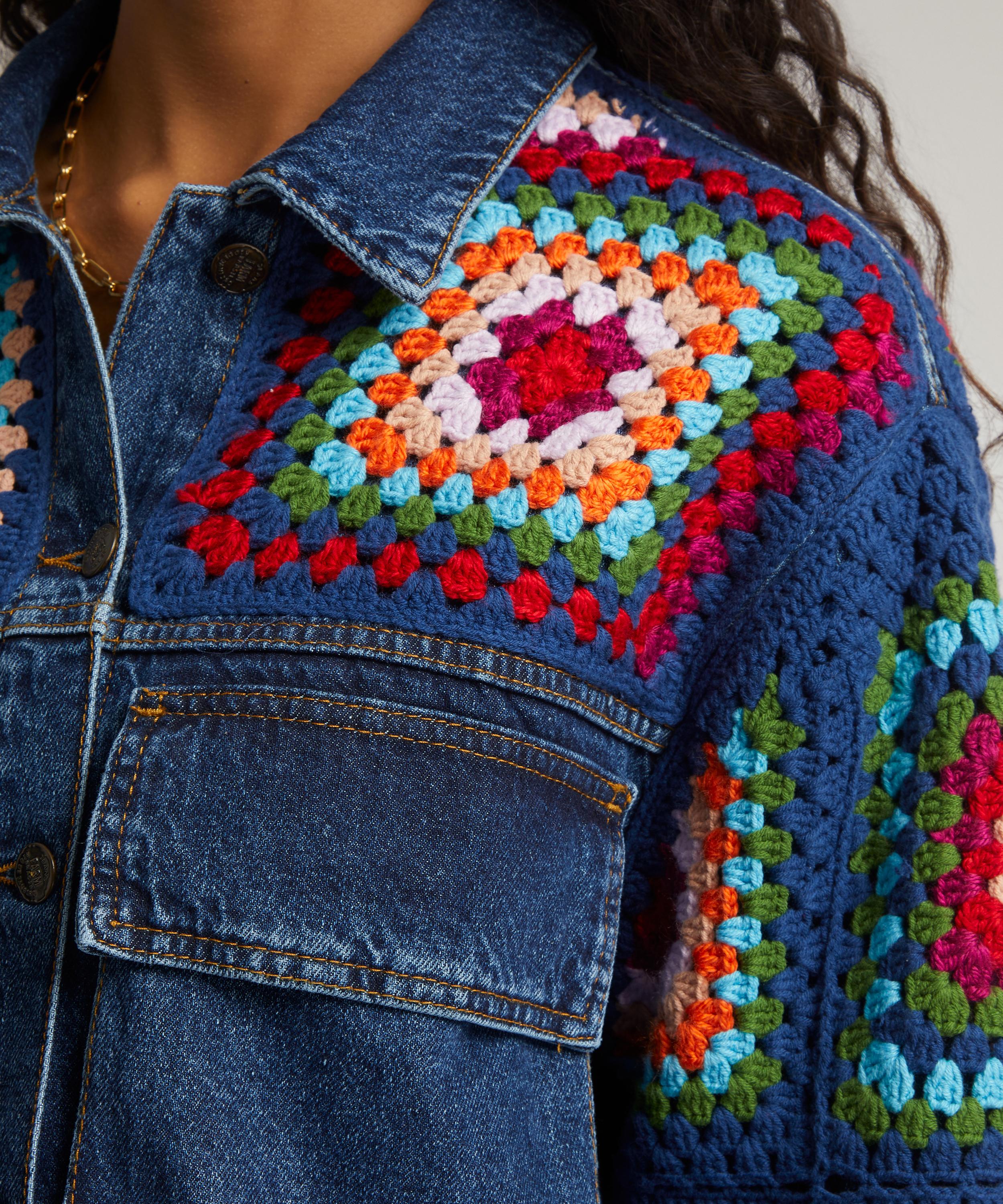 Crochet shop denim jacket