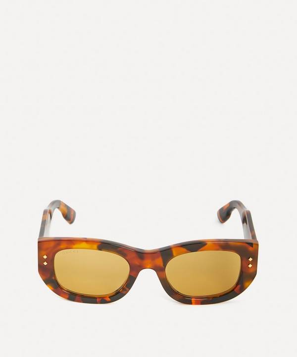 Gucci - Rectangular Frame Tortoiseshell Sunglasses