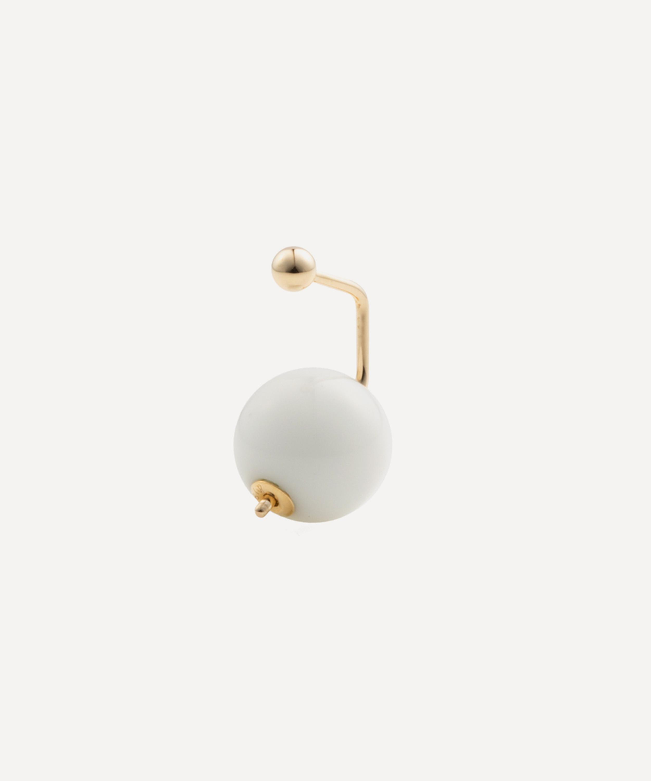Hirotaka - 10ct Gold Bumblebee White Agate Stud Earring