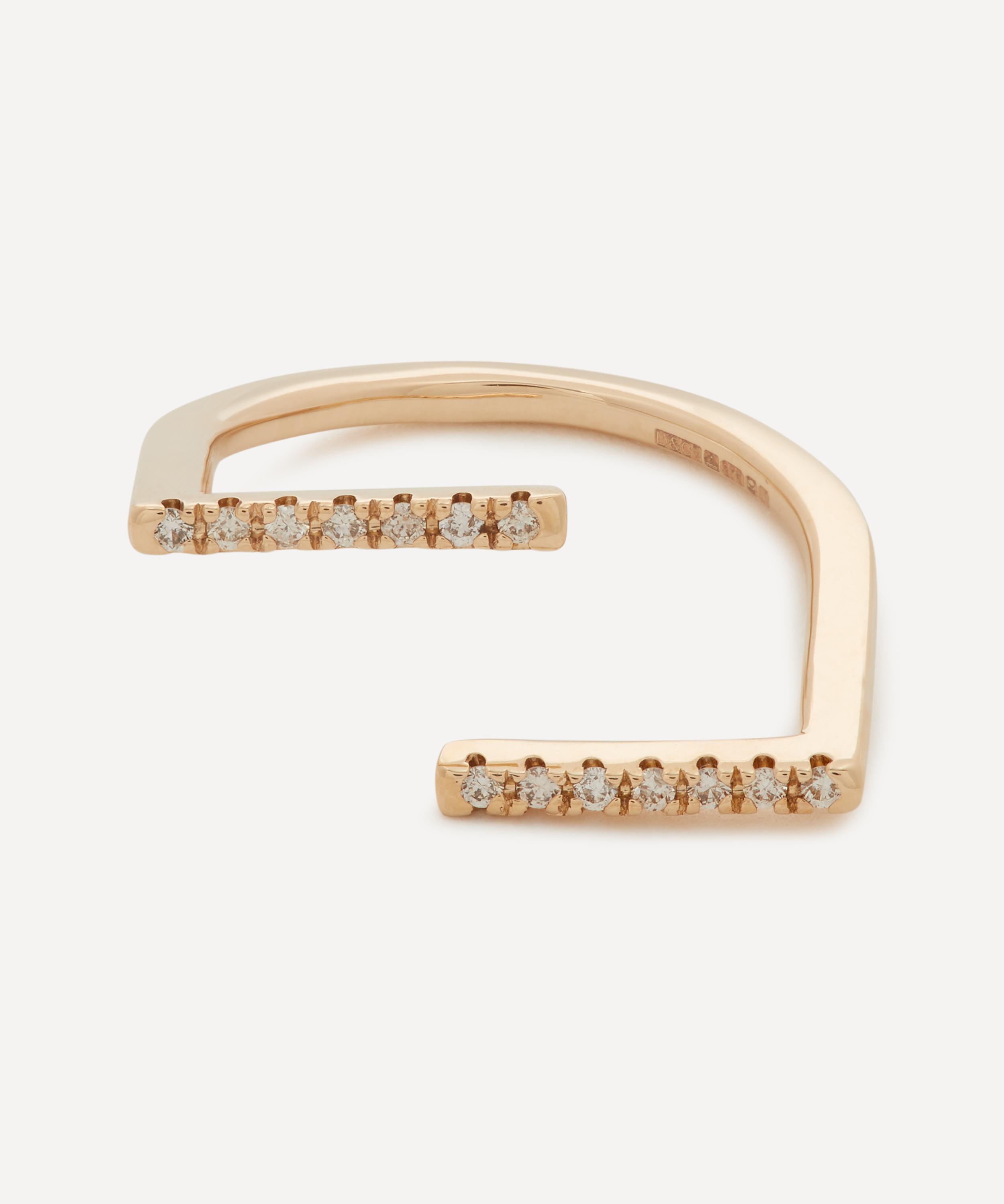 Hirotaka 10ct Gold Manhattan Double Line Diamond Ring | Liberty