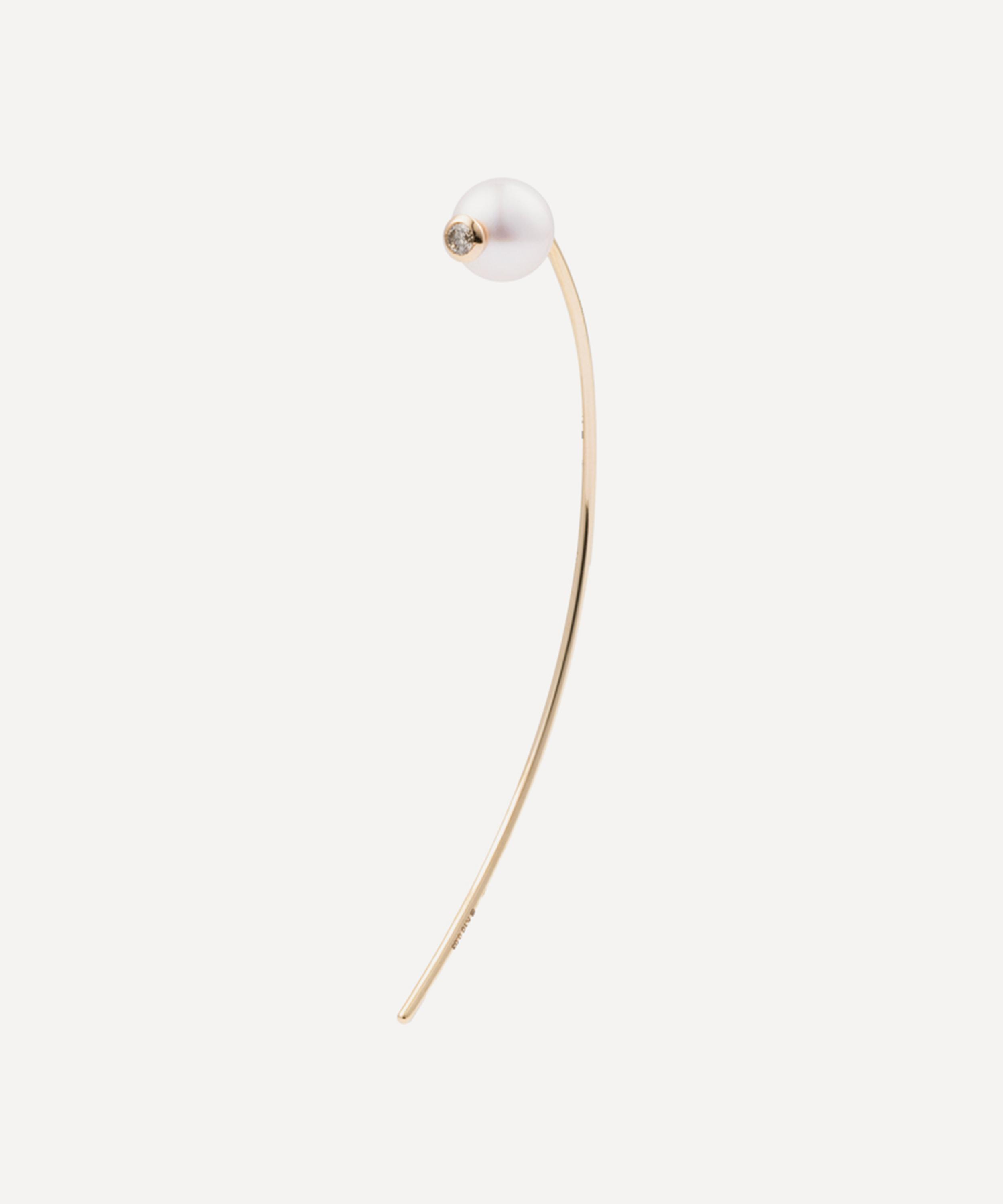 Hirotaka - 10ct Gold Beluga Pearl Diamond Arrow Threader Earring image number 0