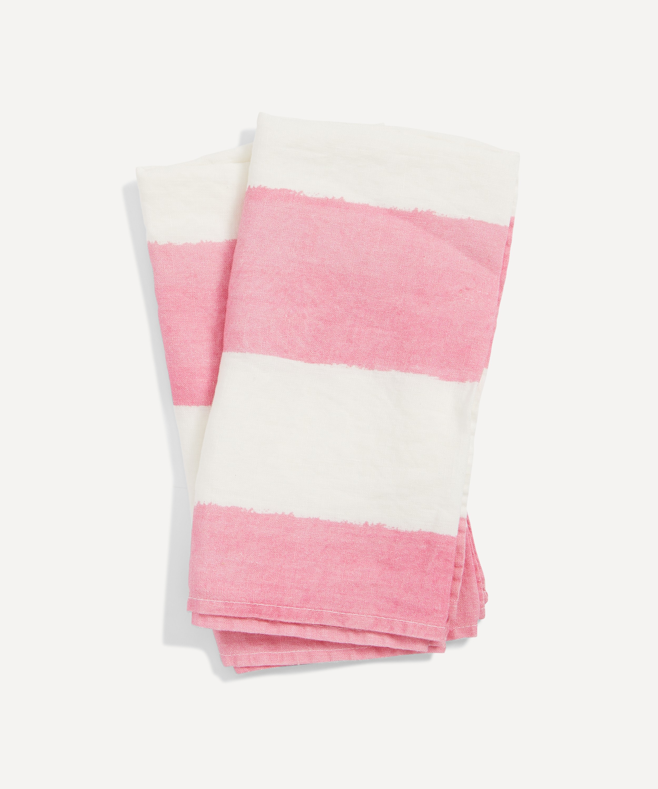 Summerill & Bishop - Rose Pink Stripe 50x50cm Linen Napkins Set of Two image number 0