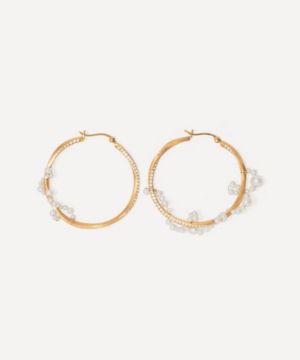 Completedworks - 14ct Gold-Plated Vermeil Silver Pearl Twist Hoop Earrings