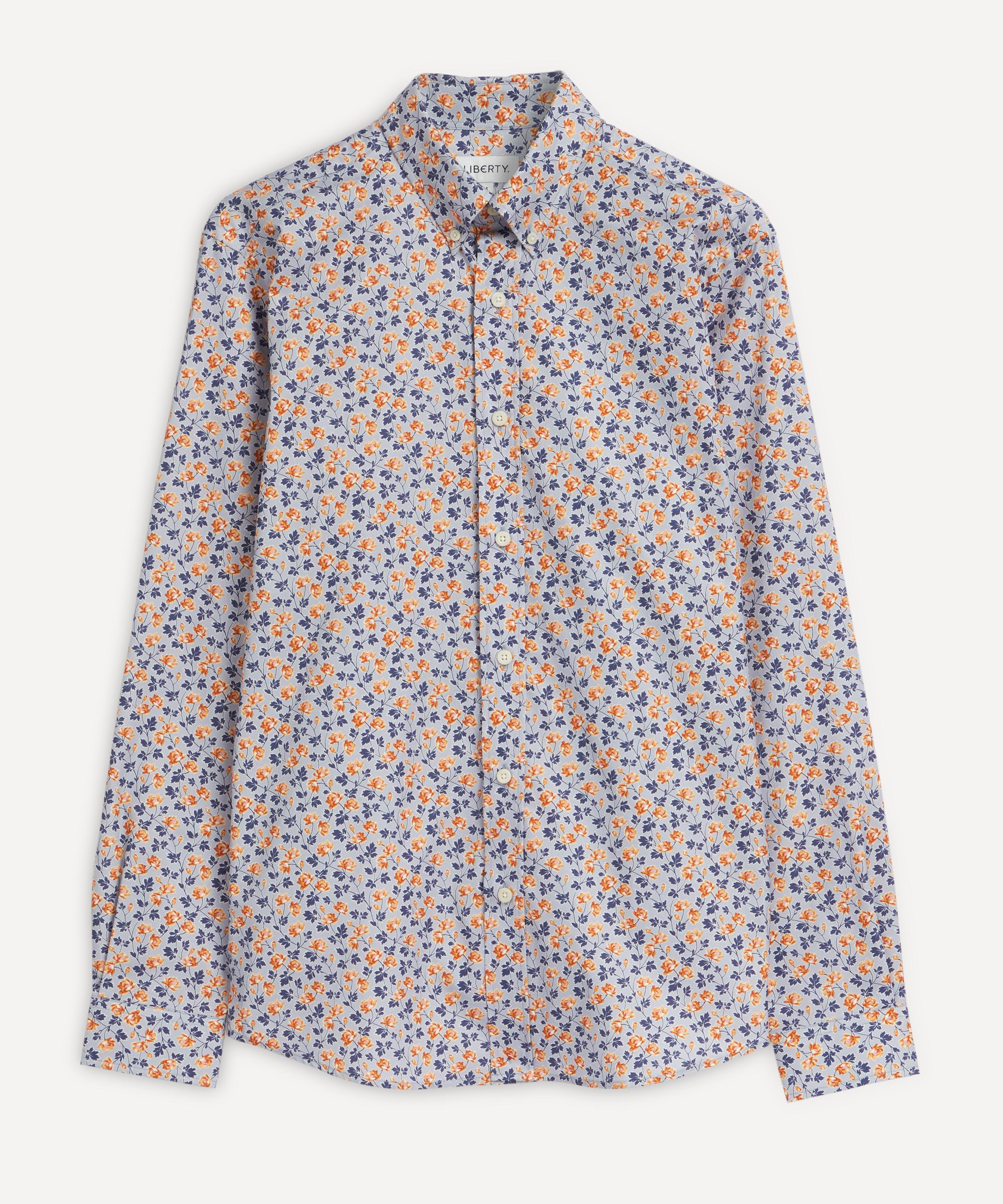Liberty Linley Cotton Twill Casual Button-down Shirt In Blue