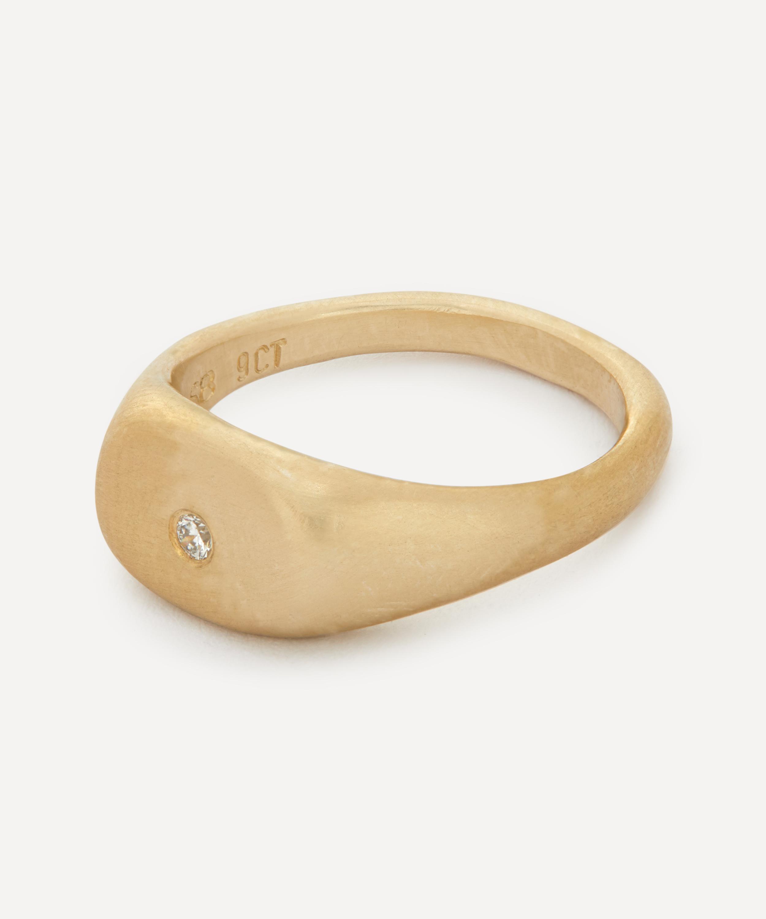 Seb Brown - 9ct Gold Lozenge Diamond Signet Ring image number 2