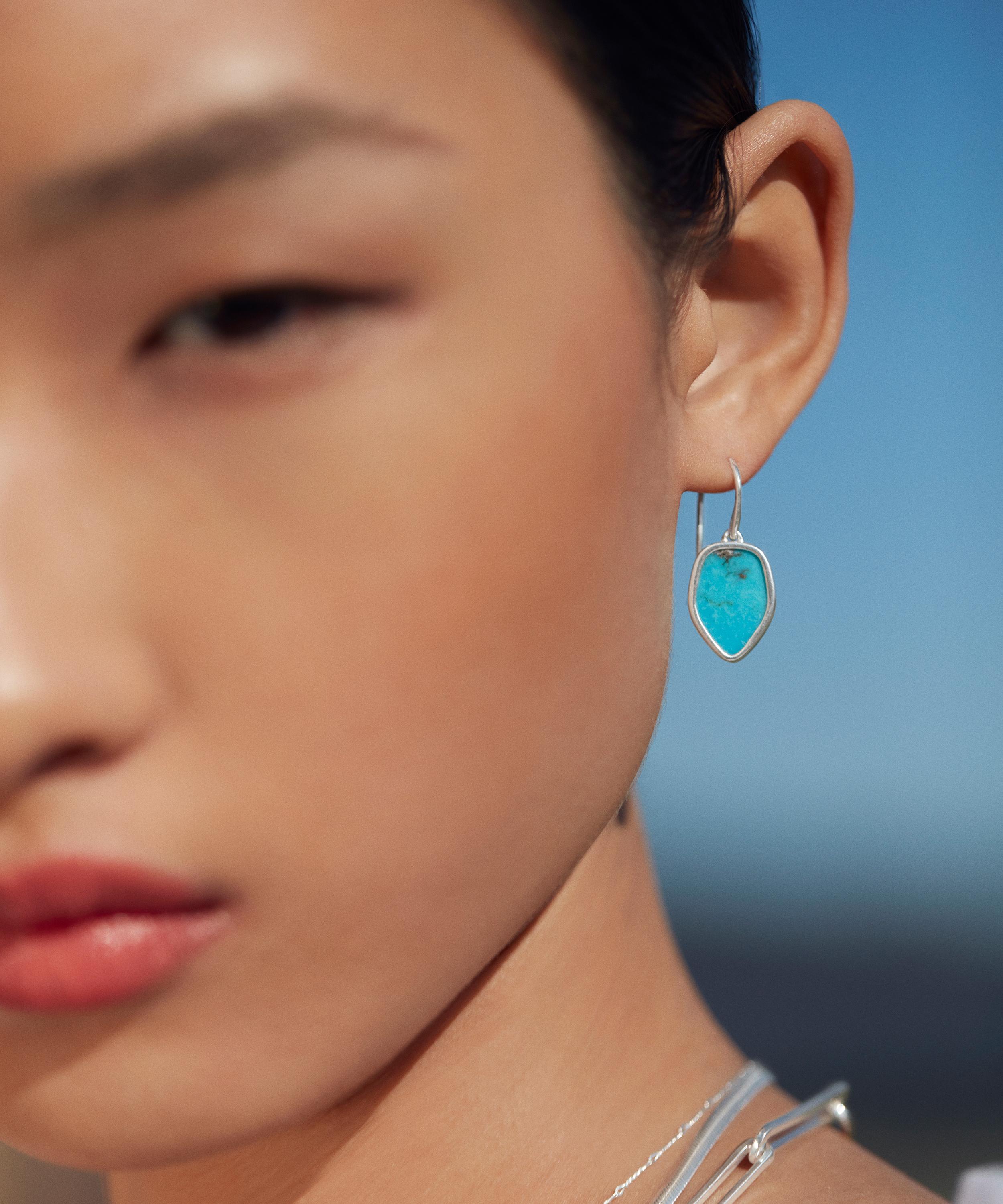 Monica Vinader - Sterling Silver Atlantis Flint Wire Drop Earrings image number 2