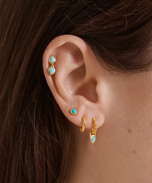 Monica Vinader - 18ct Gold-Plated Vermeil Silver Double Teardrop Stud Earrings image number 2
