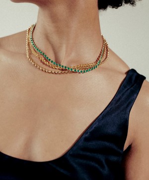 Monica Vinader - X Kate Young 18ct Gold-Plated Vermeil Silver Gemstone Tennis Necklace image number 2