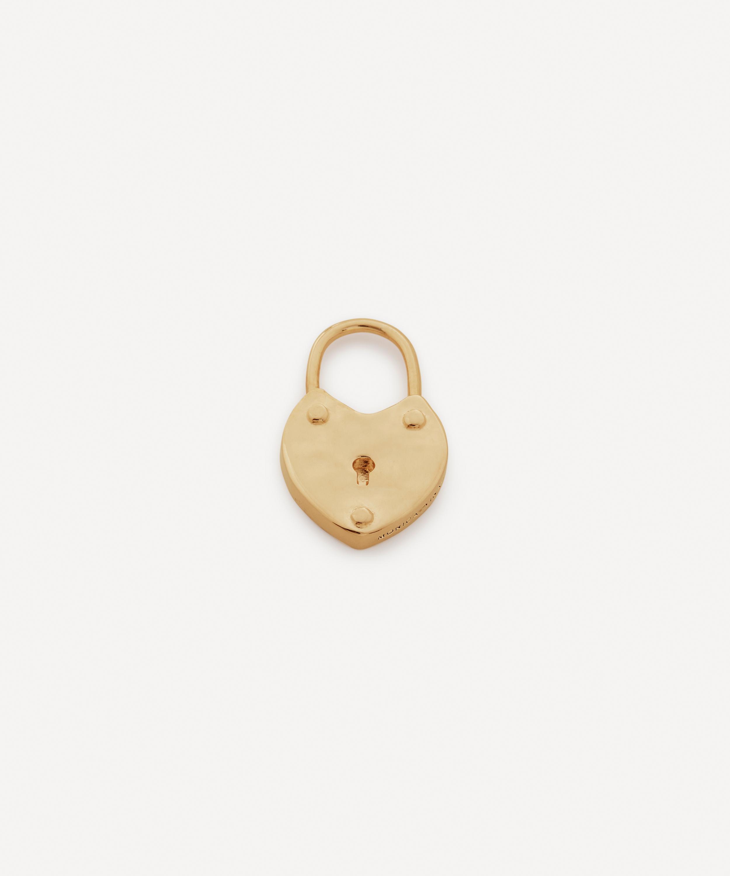 Monica Vinader - 18ct Gold-Plated Vermeil Silver Padlock Heart Pendant Charm image number 0