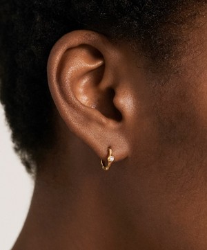Monica Vinader - 18ct Gold-Plated Vermeil Silver Siren Diamond Huggie Hoop Earrings image number 1