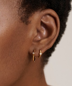 Monica Vinader - 18ct Gold-Plated Vermeil Silver Siren Diamond Huggie Hoop Earrings image number 2