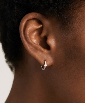 Monica Vinader - Sterling Silver Siren Diamond Huggie Hoop Earrings image number 1