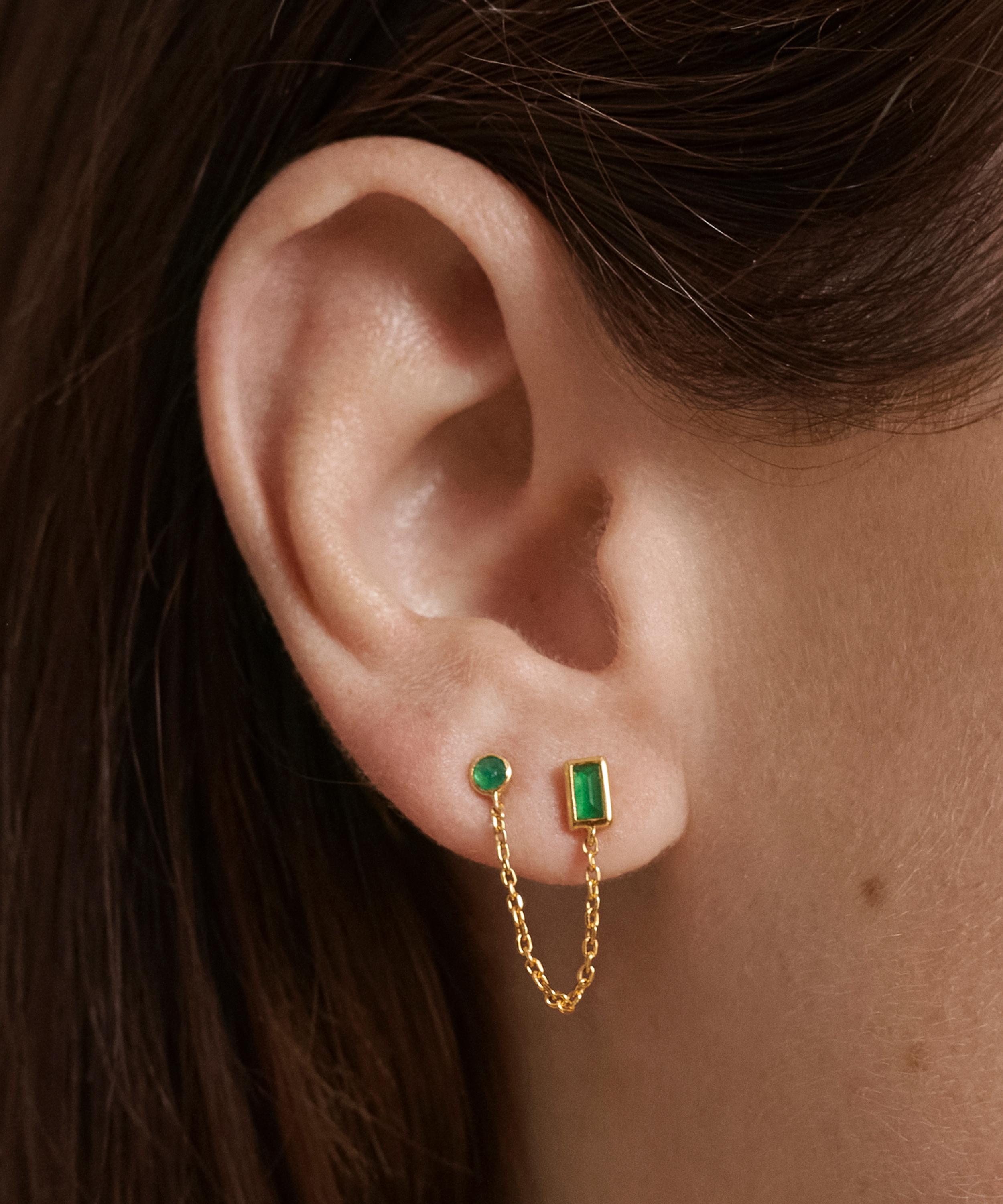 Monica Vinader - 18ct Gold-Plated Vermeil Silver Mini Gem Chain Single Stud Earring image number 1