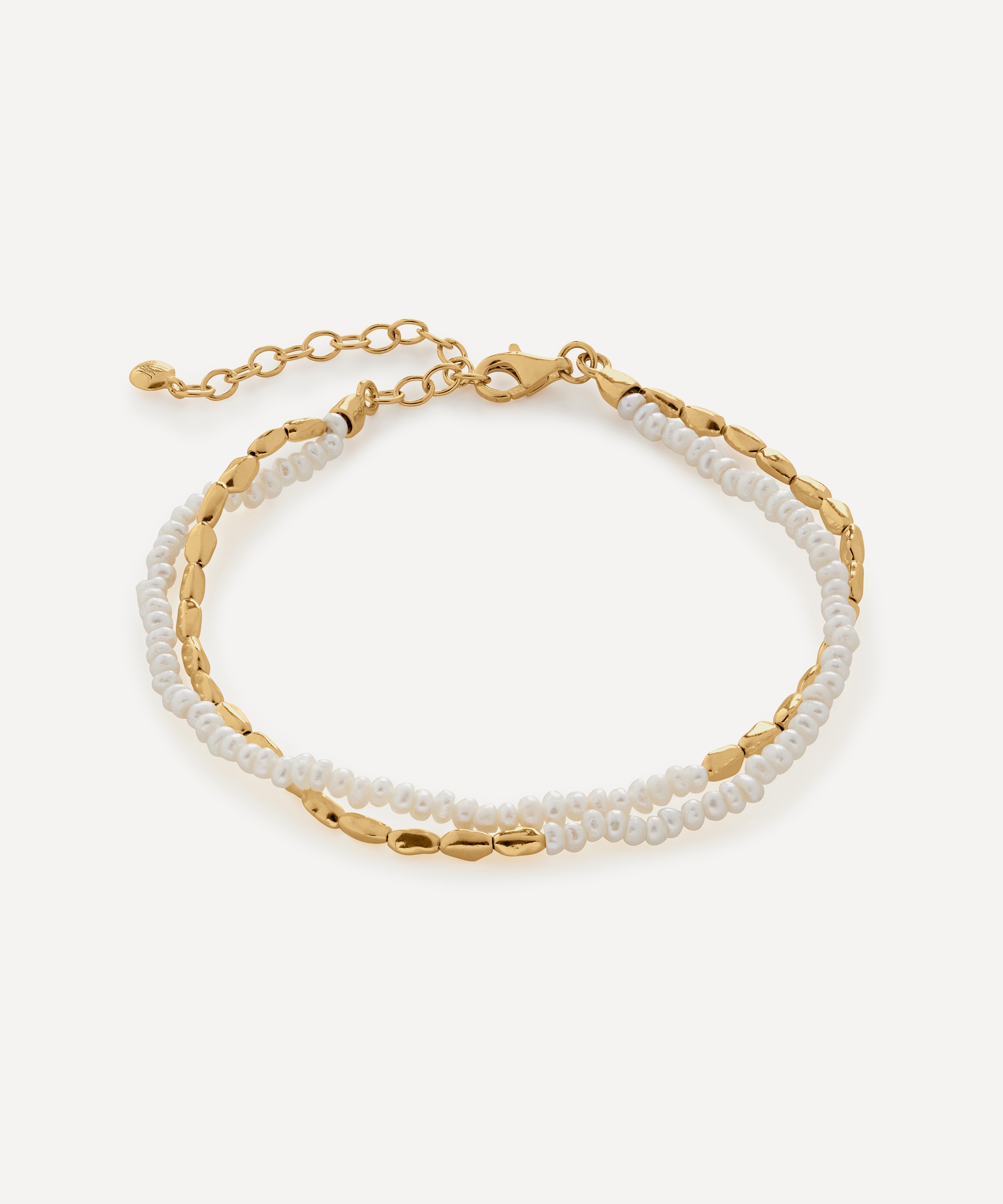 Monica Vinader - 18ct Gold-Plated Vermeil Silver Mini Nugget Pearl Beaded Bracelet image number 0