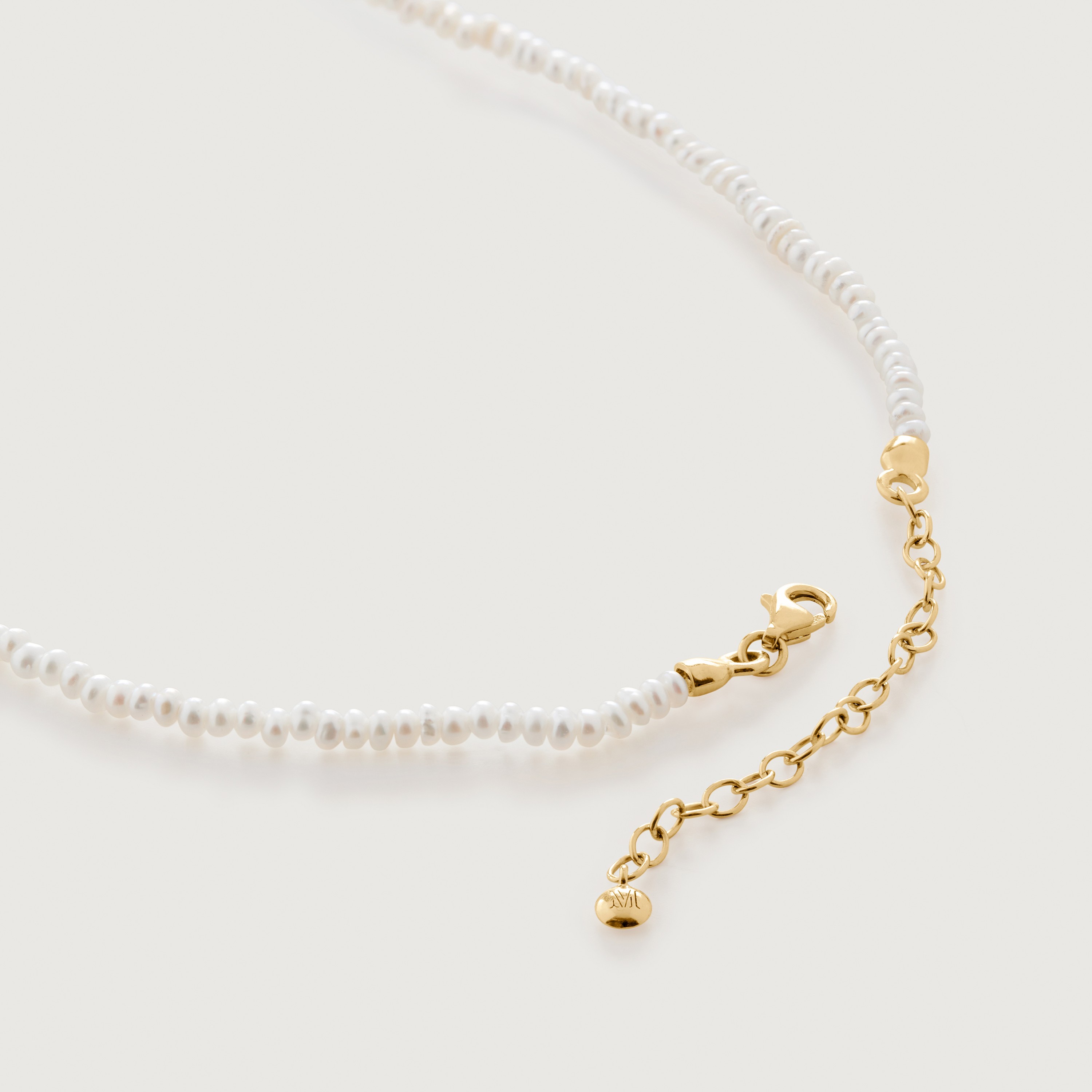 Monica Vinader - 18ct Gold-Plated Vermeil Silver Mini Nugget Pearl Beaded Necklace image number 2