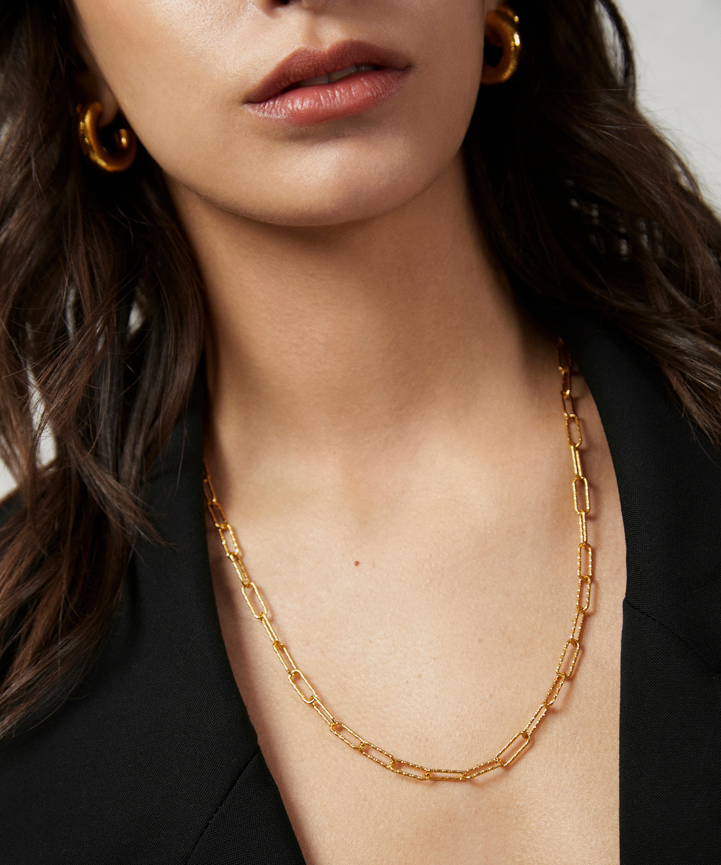 Monica Vinader - 18ct Gold-Plated Vermeil Silver Alta Textured Medium Chain Necklace image number 1