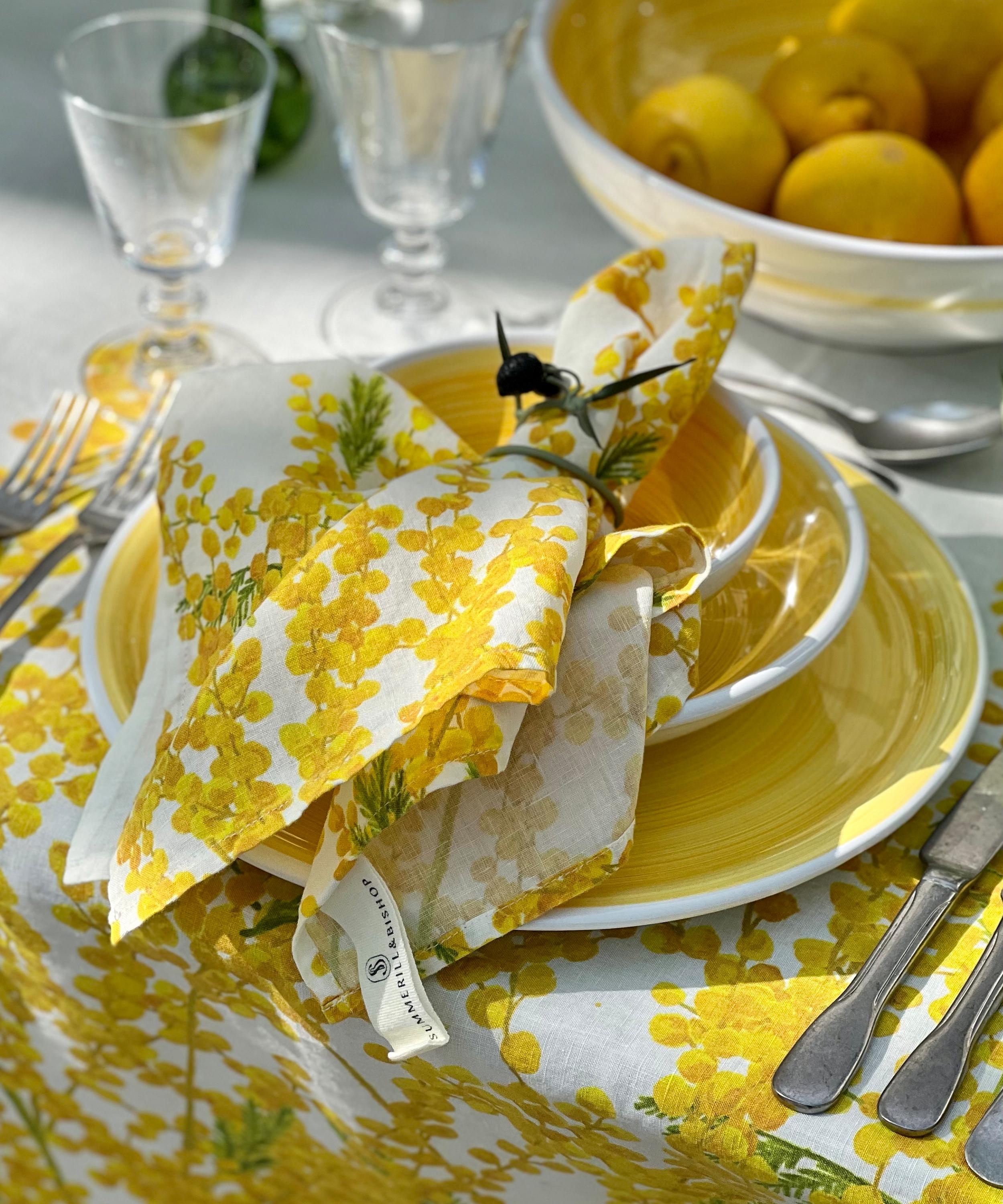 Yellow Lemon l Set of 4 Organic Cloth Napkins