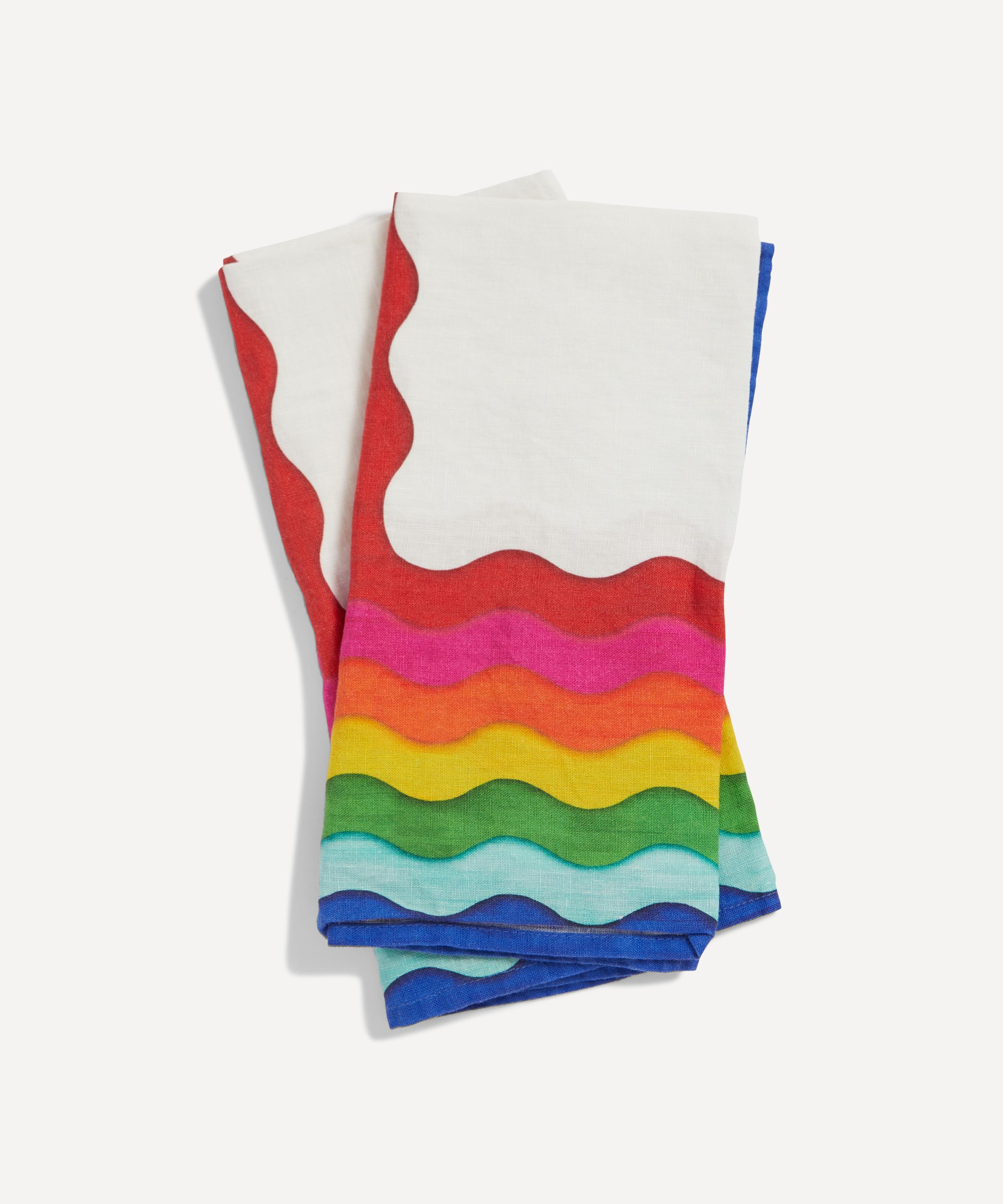 Summerill & Bishop - Summer Rainbow 50x50cm Linen Napkins Set of Two image number 0