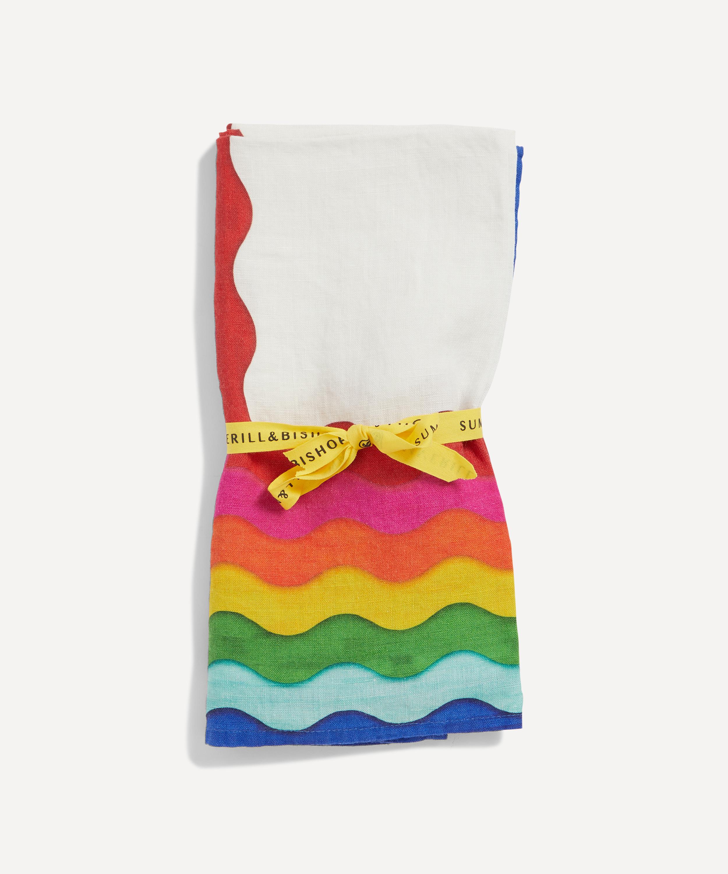 Summerill & Bishop - Summer Rainbow 50x50cm Linen Napkins Set of Two image number 3