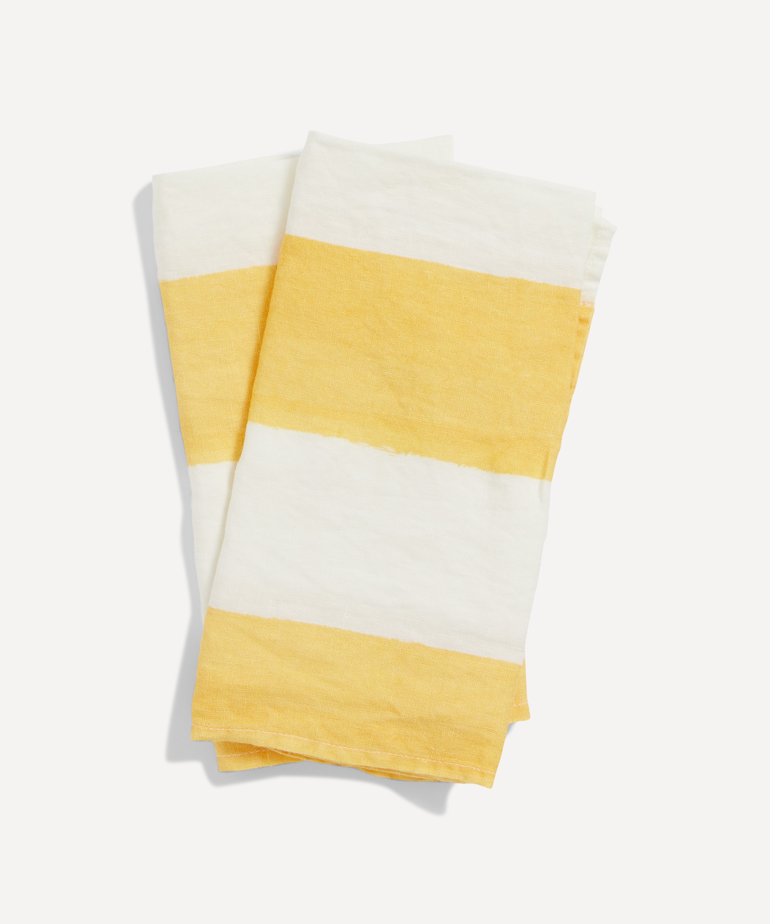 Summerill & Bishop - Lemon Yellow Stripe Linen Napkins Set of Two image number 0