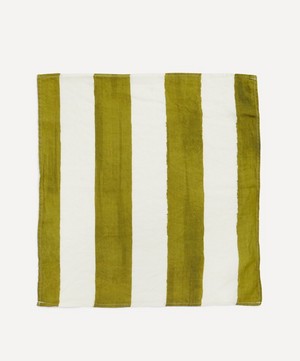 Summerill & Bishop - Avocado Green Stripe 50x50cm Linen Napkins Set of Two image number 1