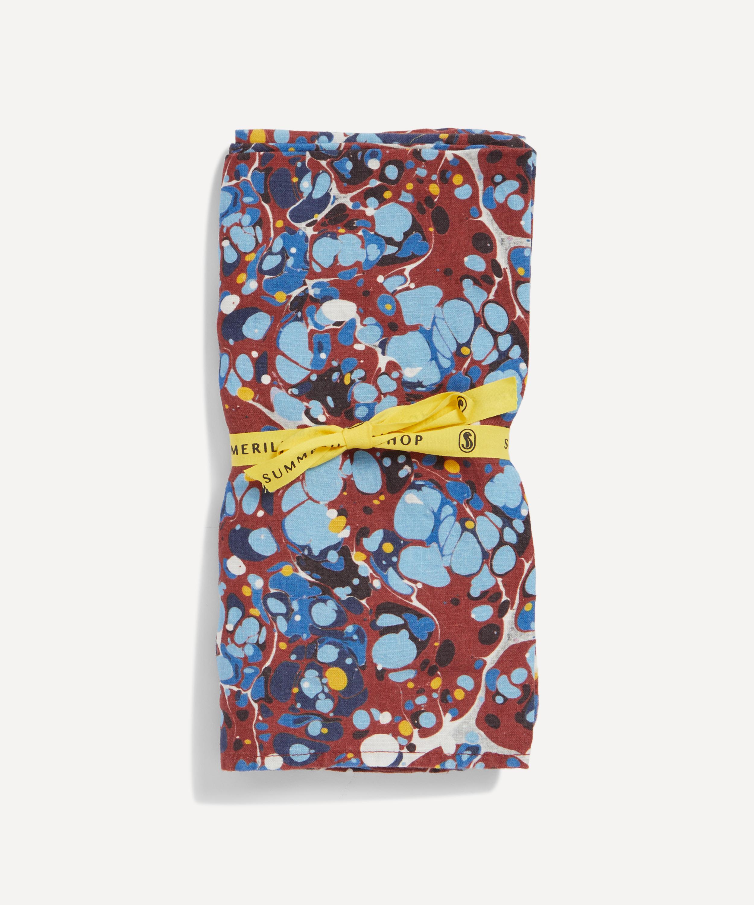 Summerill & Bishop - Blue Marble 50x50cm Linen Napkins Set of Two image number 3