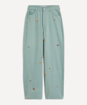 YMC - Papa Indigo Bleached Embroidered Jeans image number 0