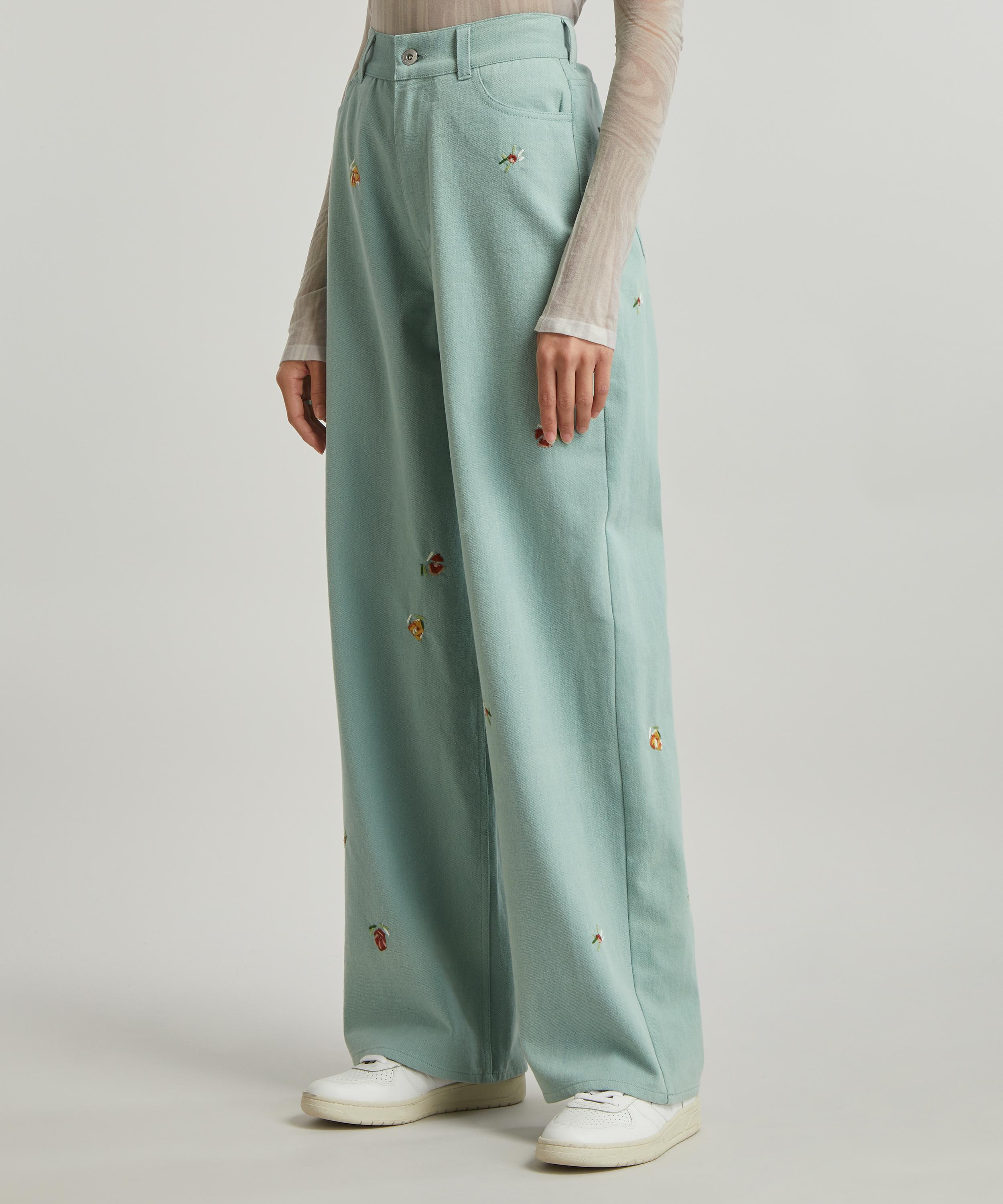 YMC - Papa Indigo Bleached Embroidered Jeans image number 2