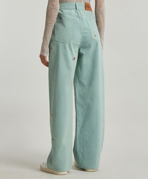 YMC - Papa Indigo Bleached Embroidered Jeans image number 3