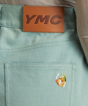 YMC - Papa Indigo Bleached Embroidered Jeans image number 4
