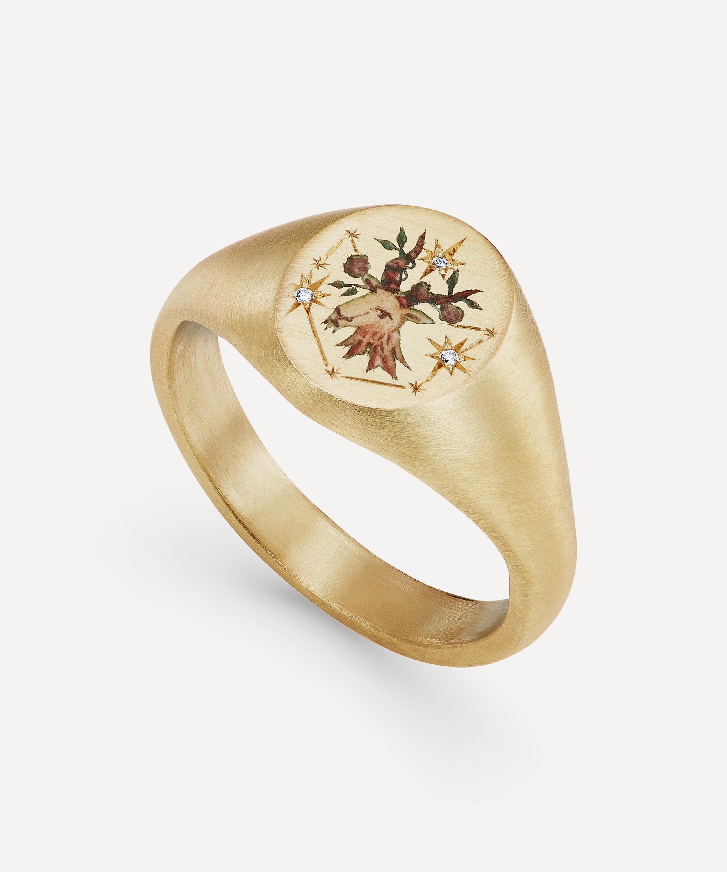 Gold hot sale capricorn ring