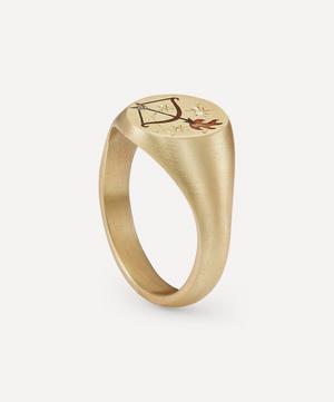 Cece Jewellery - 18ct Gold Star Sign Sagittarius Signet Ring image number 1