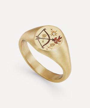 Cece Jewellery - 18ct Gold Star Sign Sagittarius Signet Ring image number 2