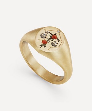 Cece Jewellery - 18ct Gold Star Sign Libra Signet Ring image number 4