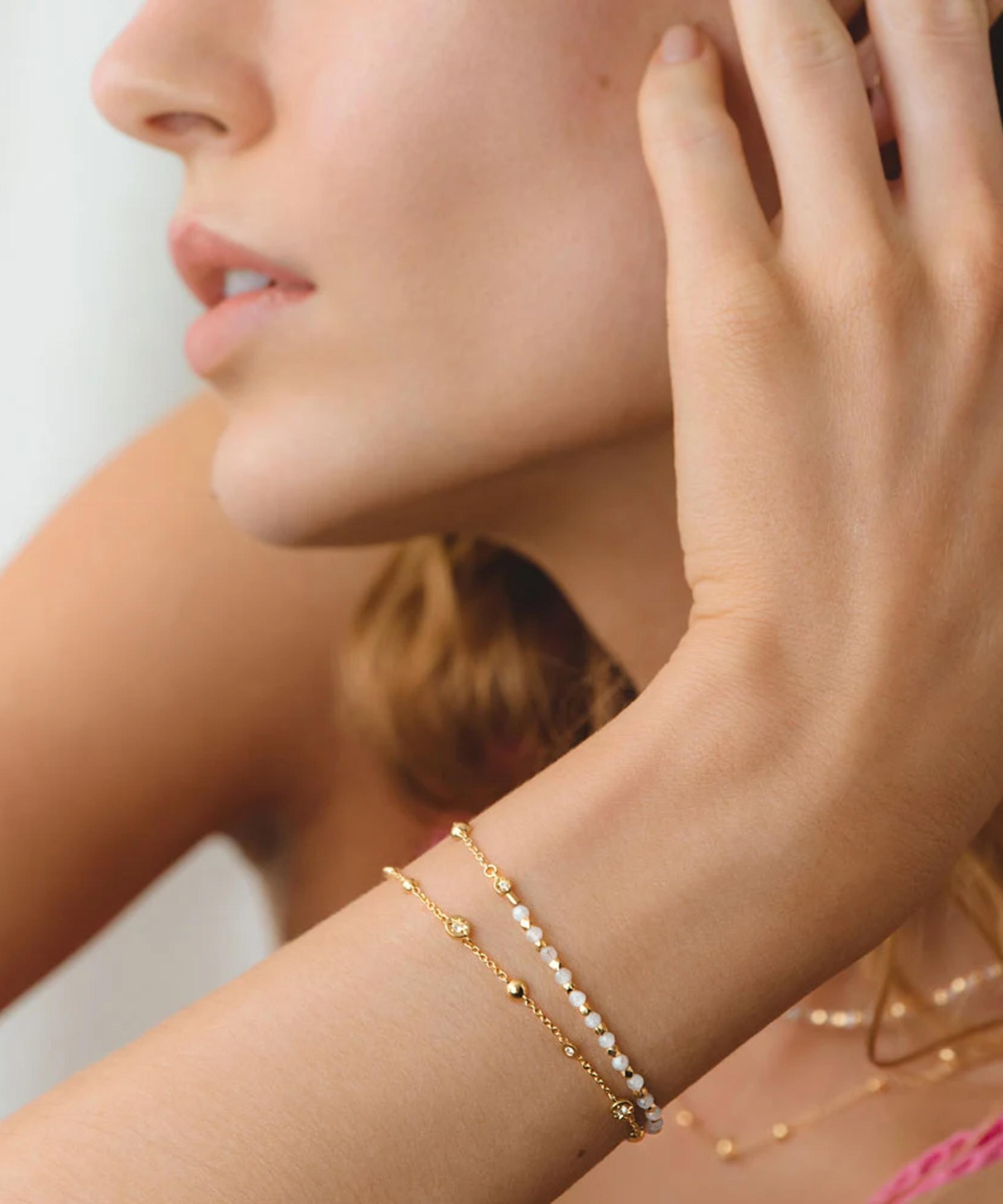 Astley Clarke - 18ct Gold Plated Vermeil Silver North Star and Mini Biography Rainbow Moonstone Bracelet image number 1