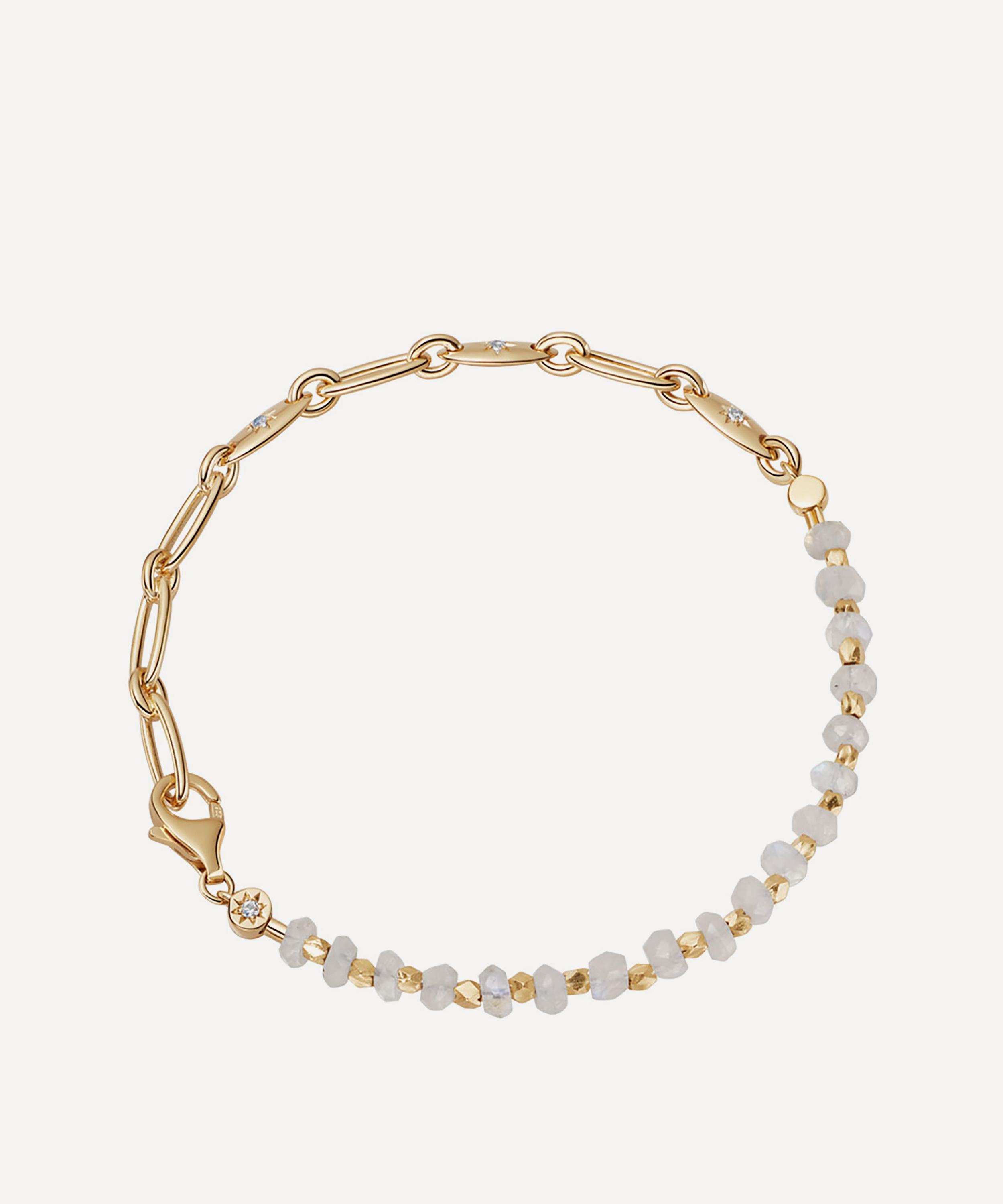 Astley Clarke - 18ct Gold Plated Vermeil Silver Orbit and Biography Rainbow Moonstone Bracelet image number 0