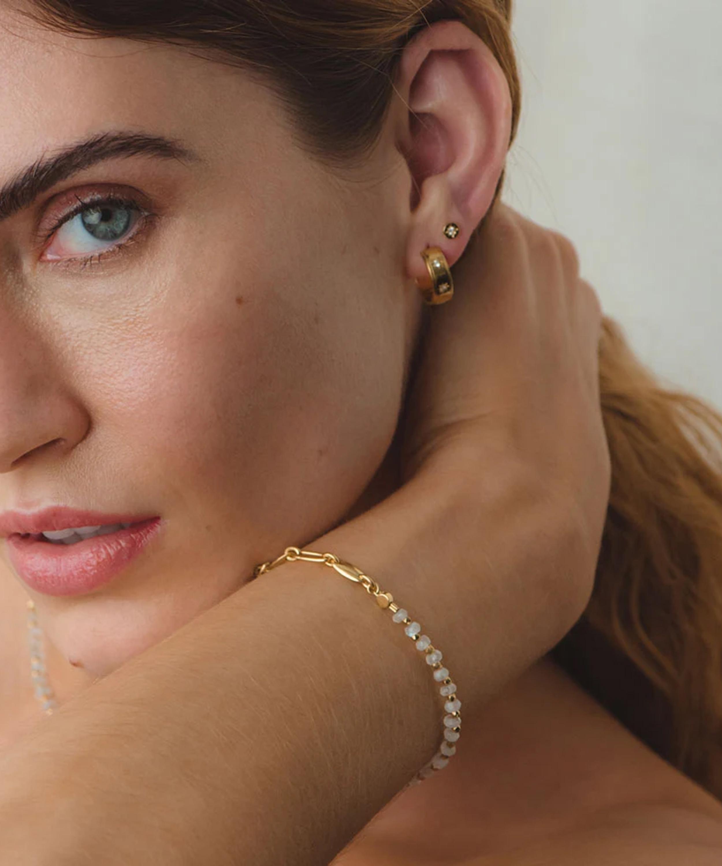 Astley Clarke - 18ct Gold Plated Vermeil Silver Orbit and Biography Rainbow Moonstone Bracelet image number 1