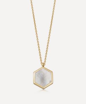 Astley Clarke - 18ct Gold Plated Vermeil Silver Deco Mother of Pearl Slice Locket Necklace image number 0