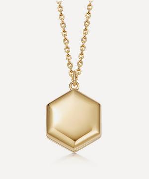 Astley Clarke - 18ct Gold Plated Vermeil Silver Deco Mother of Pearl Slice Locket Necklace image number 2