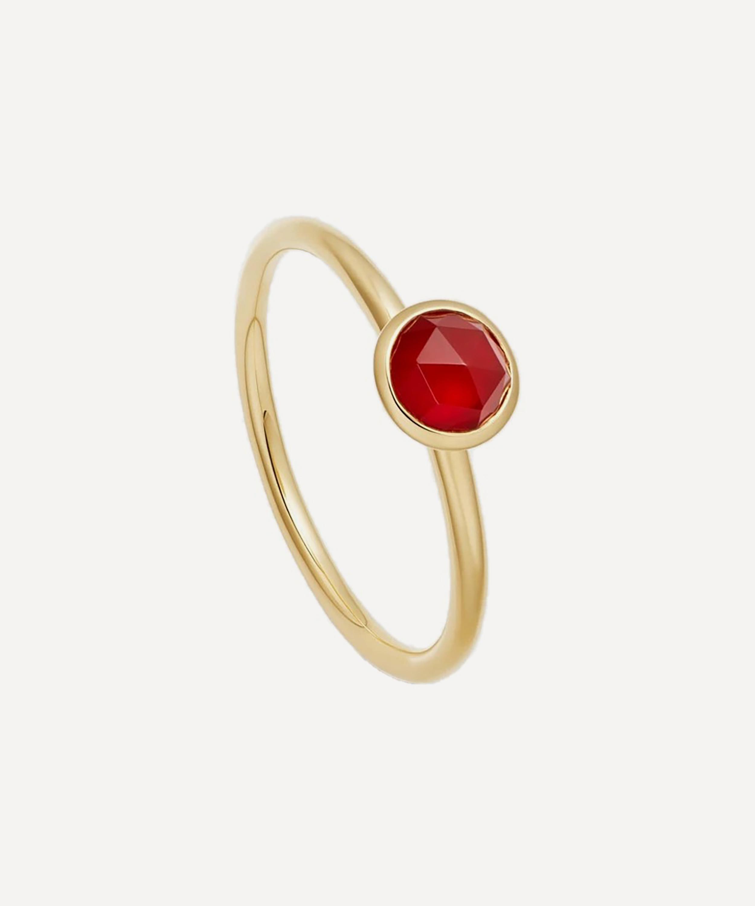 Astley Clarke - 18ct Gold Plated Vermeil Silver Mini Stilla Red Agate Ring image number 0